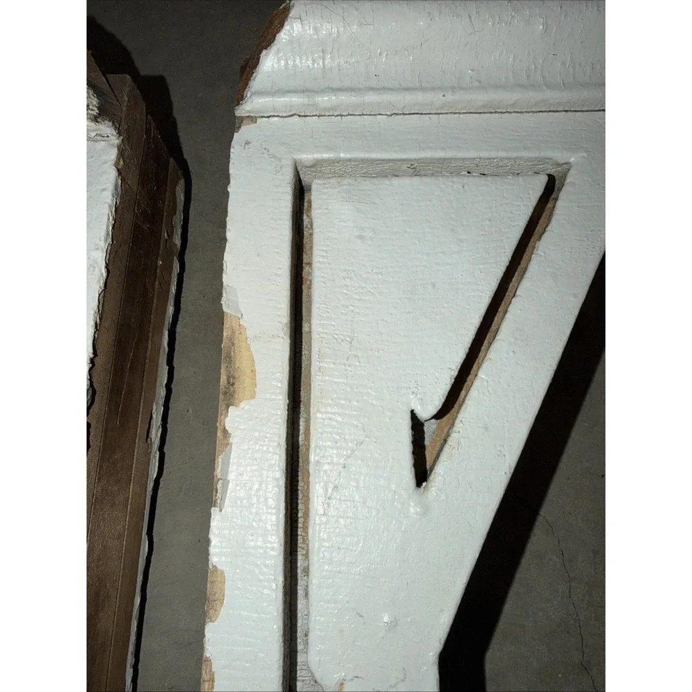 Pair Of 25in antique White wooden‎ corbels Vintage